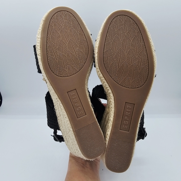 ESPRIT Black Wedge Sandals NWOT - Picture 13 of 13